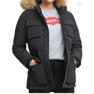 Levis Winter Parka Faux Fur Hood Black S